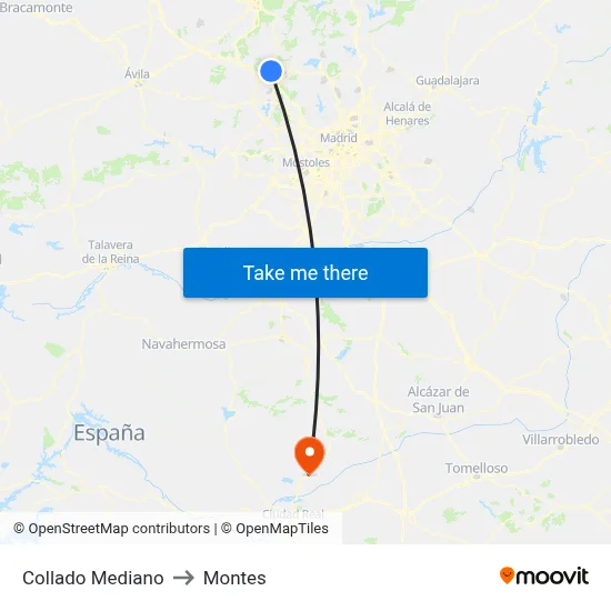 Collado Mediano to Montes map