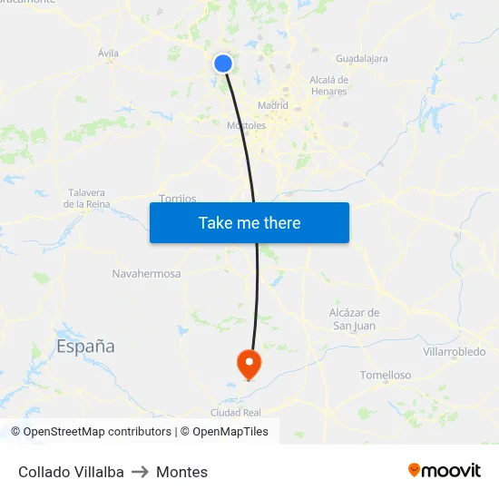 Collado Villalba to Montes map