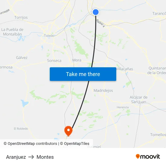 Aranjuez to Montes map