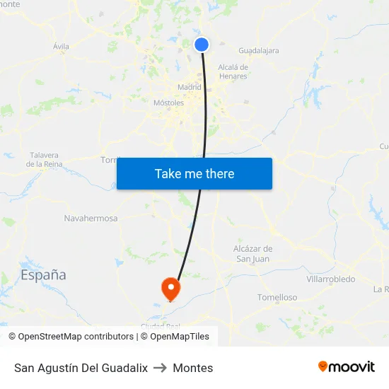 San Agustín Del Guadalix to Montes map