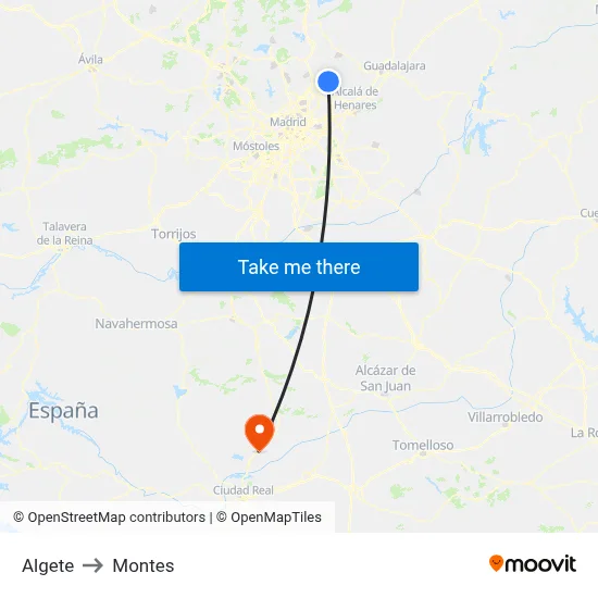 Algete to Montes map