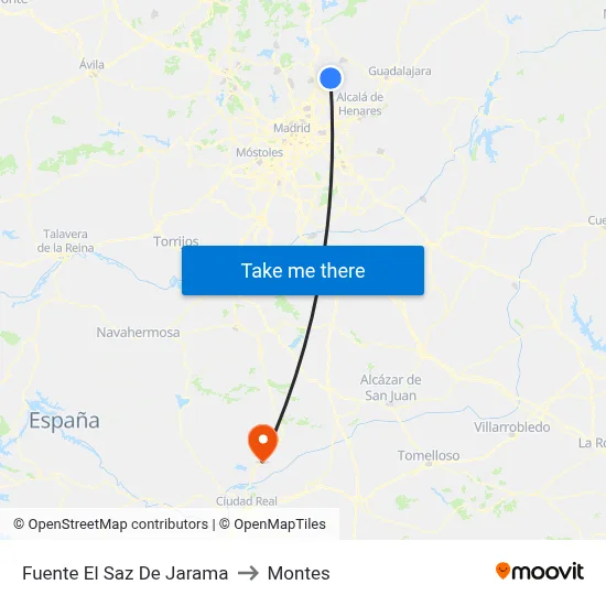 Fuente El Saz De Jarama to Montes map
