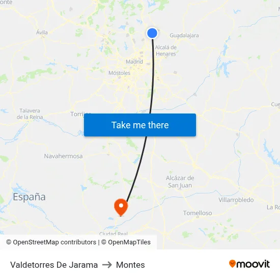 Valdetorres De Jarama to Montes map