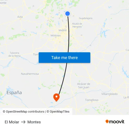 El Molar to Montes map