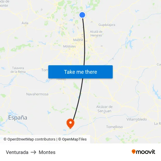Venturada to Montes map