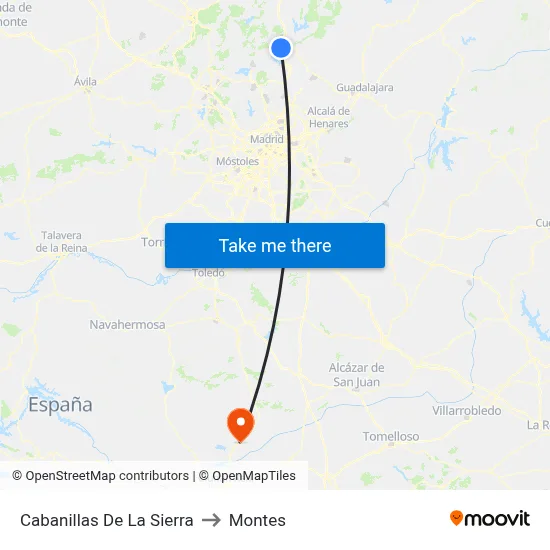 Cabanillas De La Sierra to Montes map