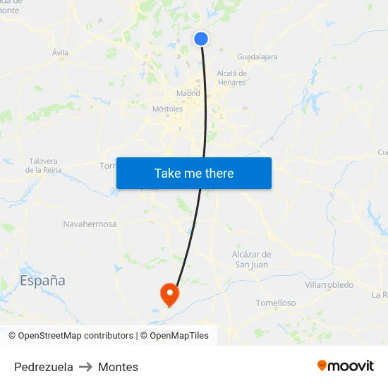 Pedrezuela to Montes map