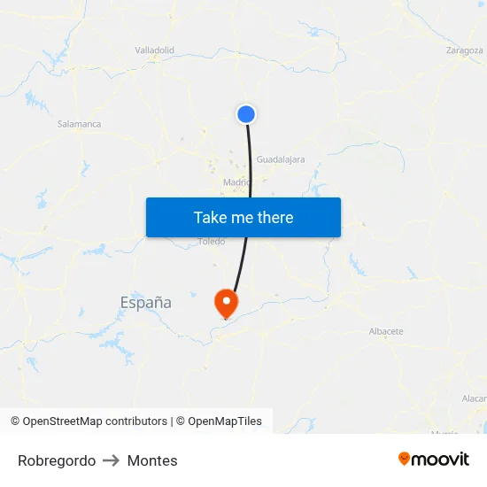 Robregordo to Montes map
