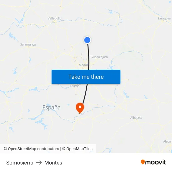 Somosierra to Montes map