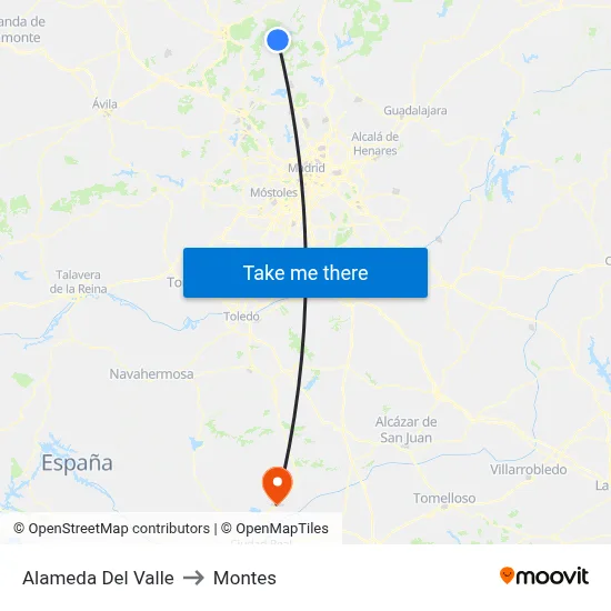 Alameda Del Valle to Montes map