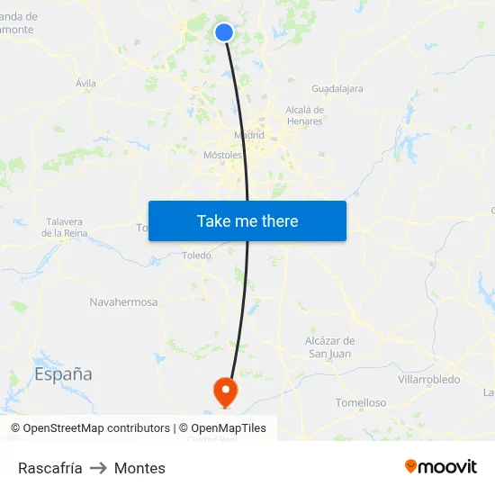 Rascafría to Montes map