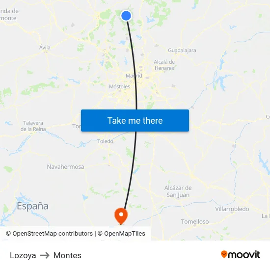 Lozoya to Montes map