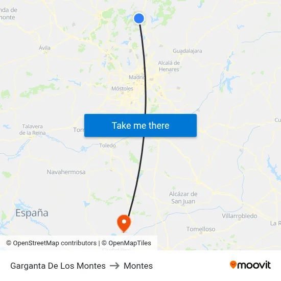 Garganta De Los Montes to Montes map