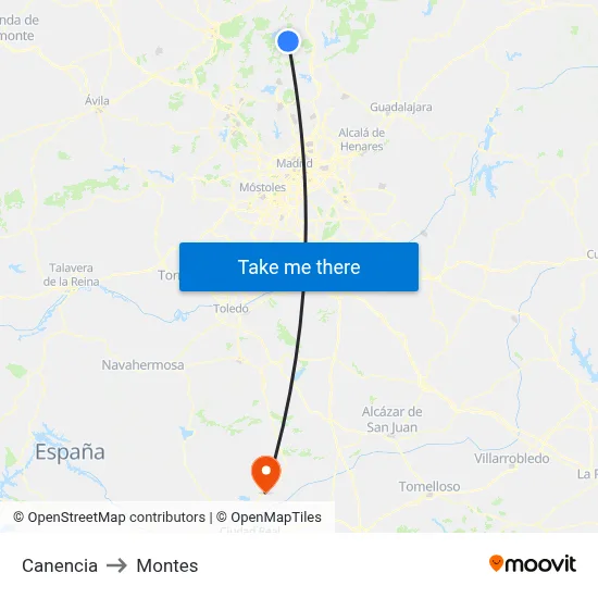 Canencia to Montes map
