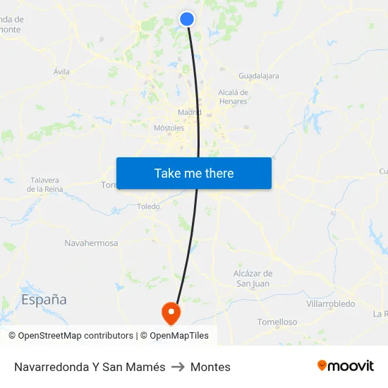 Navarredonda Y San Mamés to Montes map