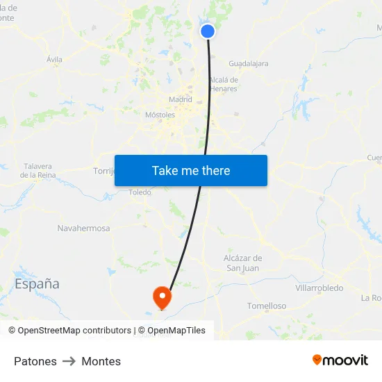 Patones to Montes map