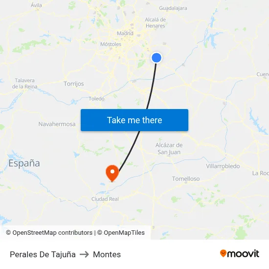 Perales De Tajuña to Montes map