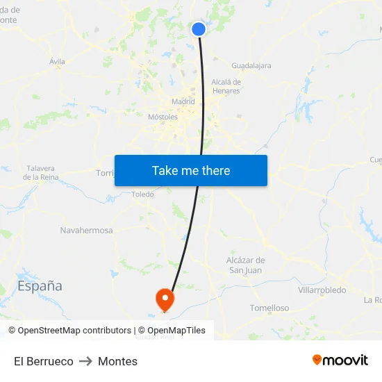 El Berrueco to Montes map