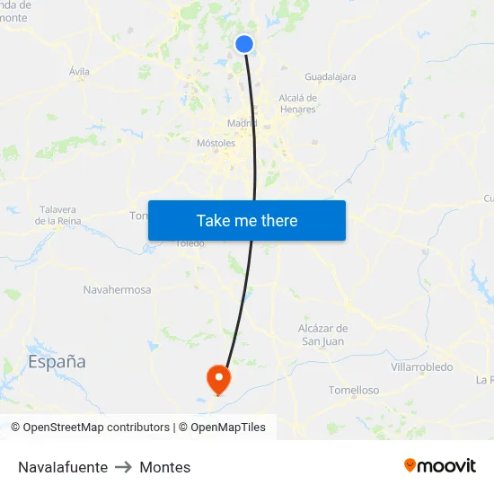 Navalafuente to Montes map