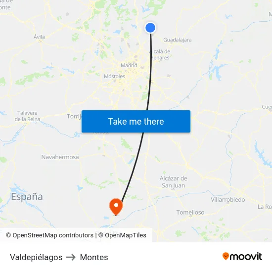 Valdepiélagos to Montes map