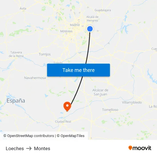 Loeches to Montes map