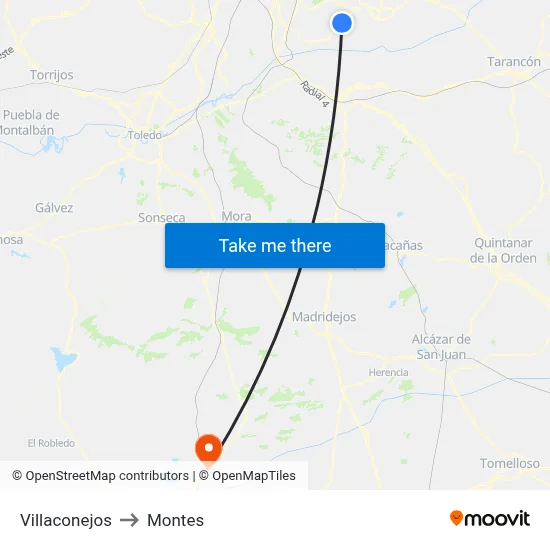Villaconejos to Montes map