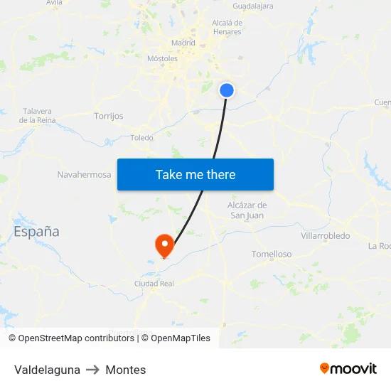 Valdelaguna to Montes map