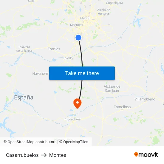Casarrubuelos to Montes map