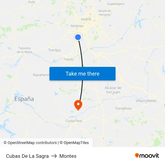 Cubas De La Sagra to Montes map