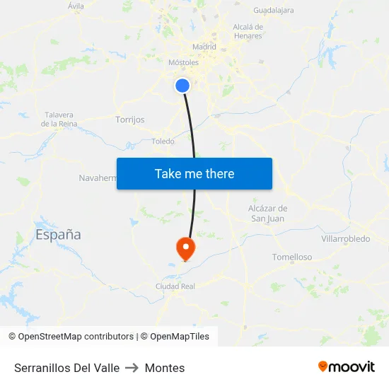 Serranillos Del Valle to Montes map