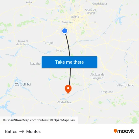 Batres to Montes map
