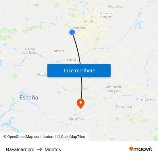 Navalcarnero to Montes map