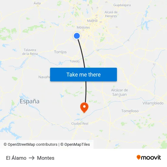 El Álamo to Montes map