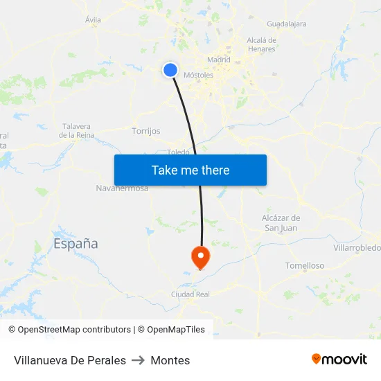 Villanueva De Perales to Montes map