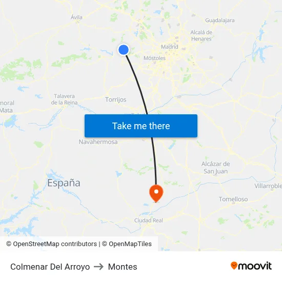 Colmenar Del Arroyo to Montes map