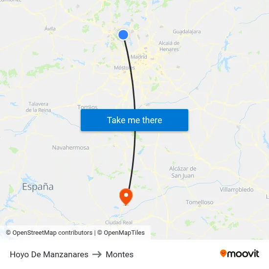 Hoyo De Manzanares to Montes map