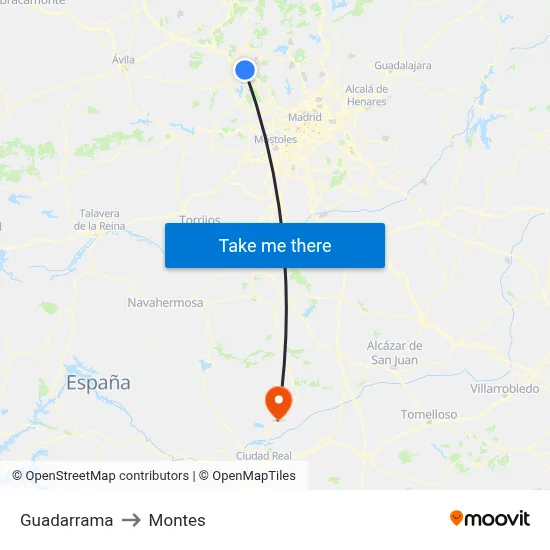 Guadarrama to Montes map