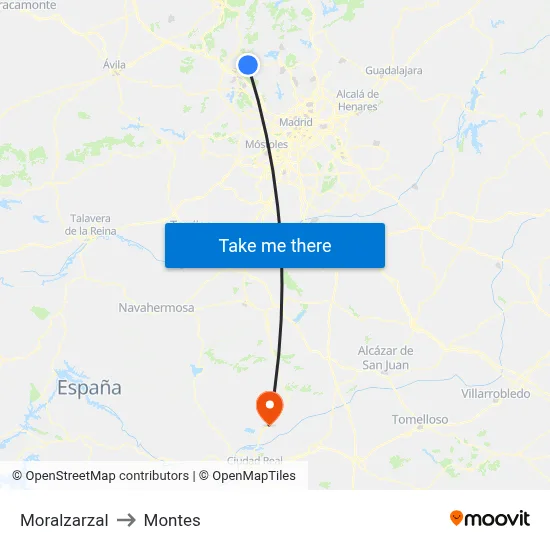 Moralzarzal to Montes map