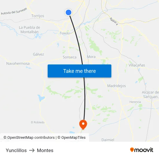 Yunclillos to Montes map