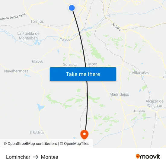 Lominchar to Montes map