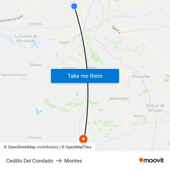 Cedillo Del Condado to Montes map