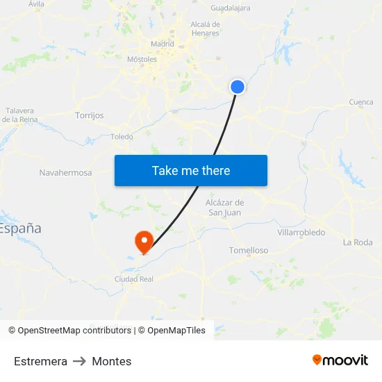 Estremera to Montes map