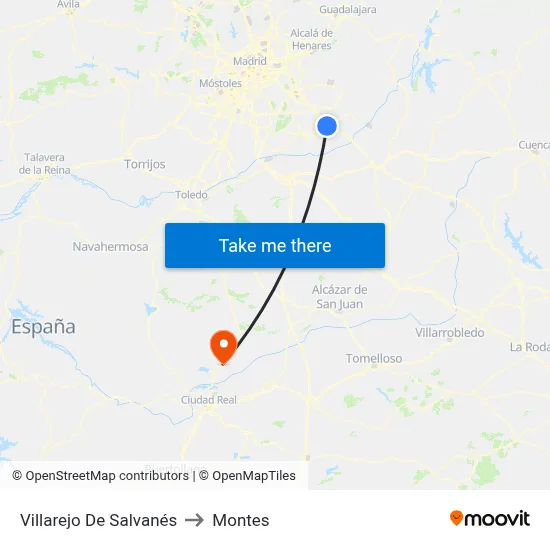 Villarejo De Salvanés to Montes map