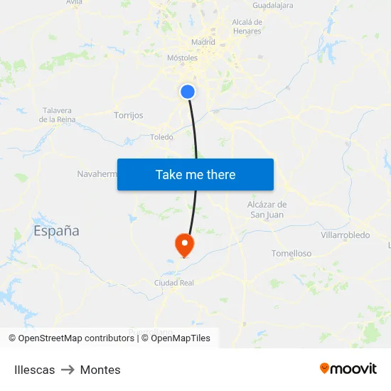 Illescas to Montes map