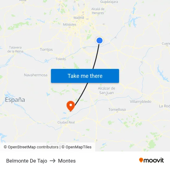 Belmonte De Tajo to Montes map