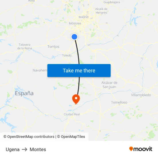 Ugena to Montes map