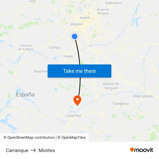 Carranque to Montes map