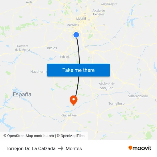 Torrejón De La Calzada to Montes map