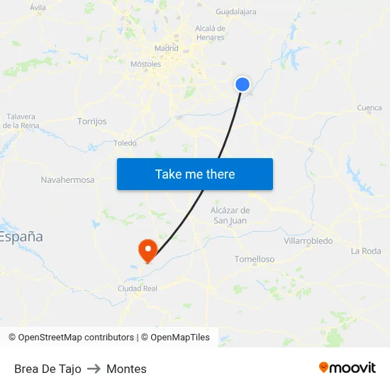Brea De Tajo to Montes map