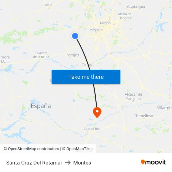 Santa Cruz Del Retamar to Montes map
